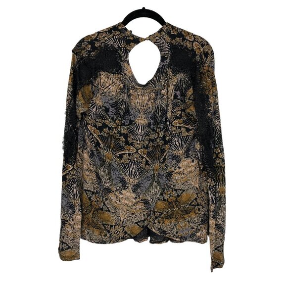 Free People Sepia Toned New World Jersey Nouveau flowy cross front Top size S - Picture 10 of 16